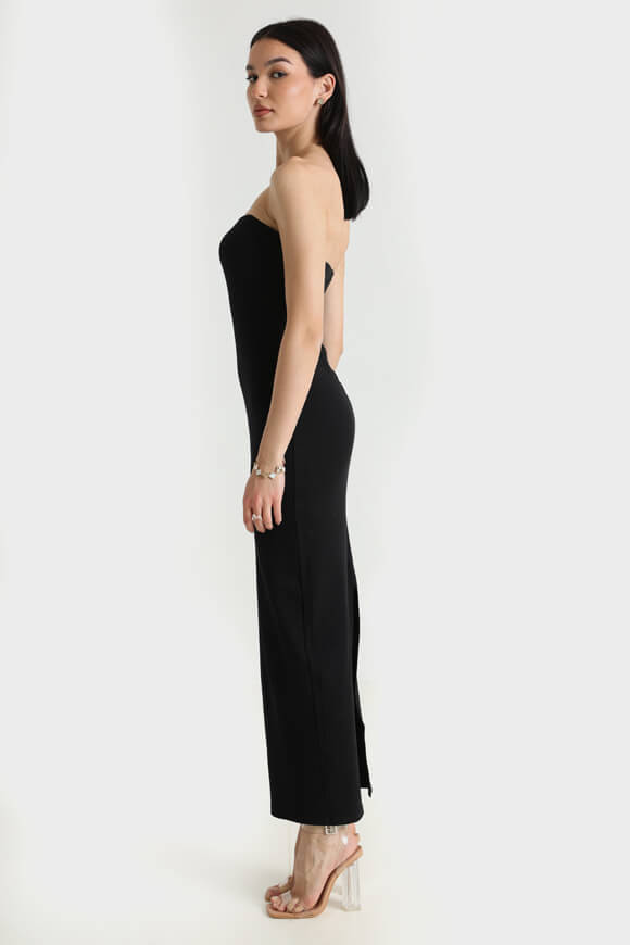 Ribbed bandeau maxi dress - black