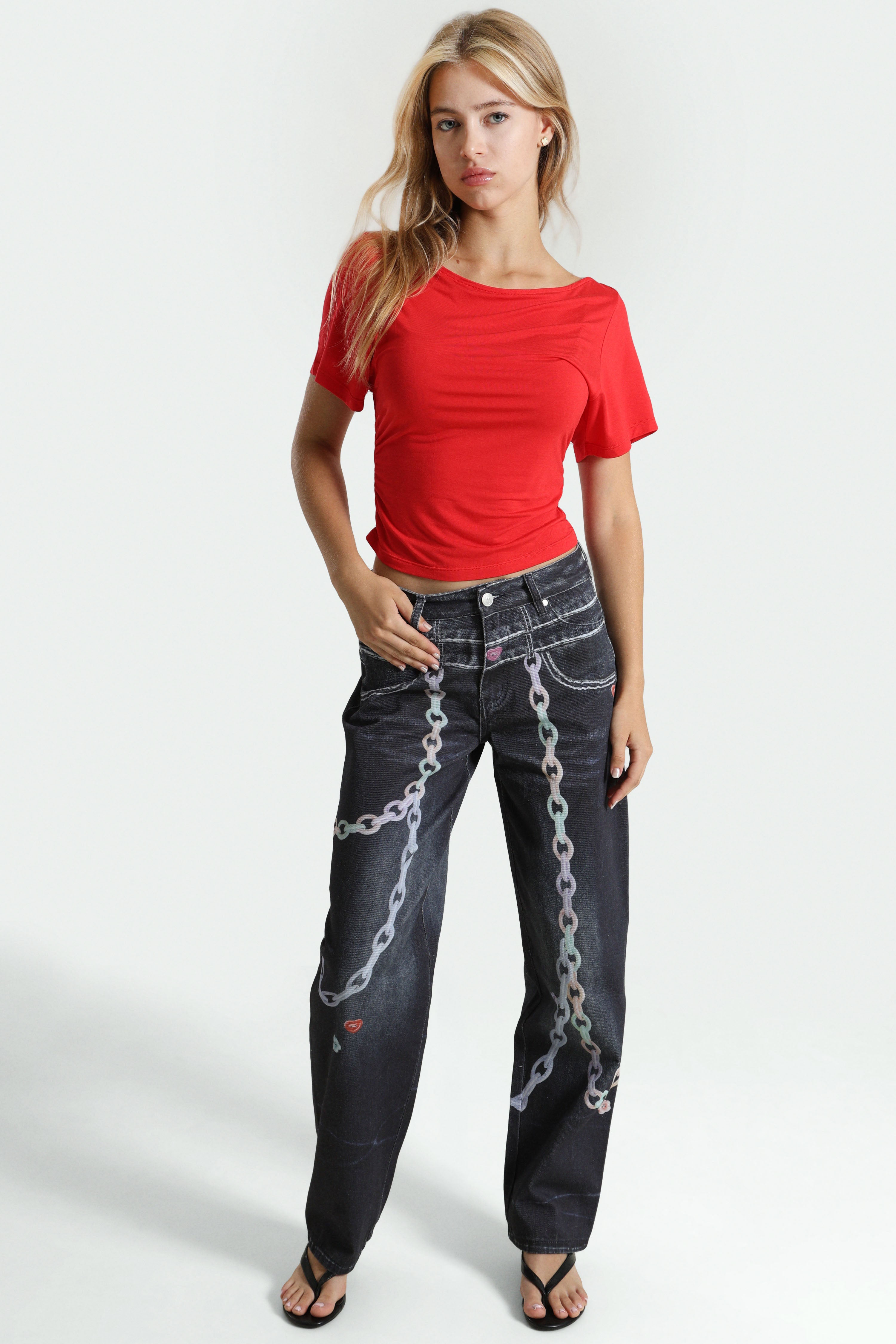 Jean baggy fit - Bleu foncé + Multicolor