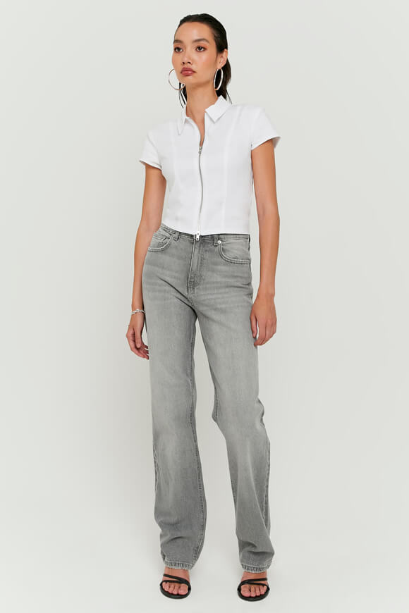 Straight Leg Jeans - Grey Denim