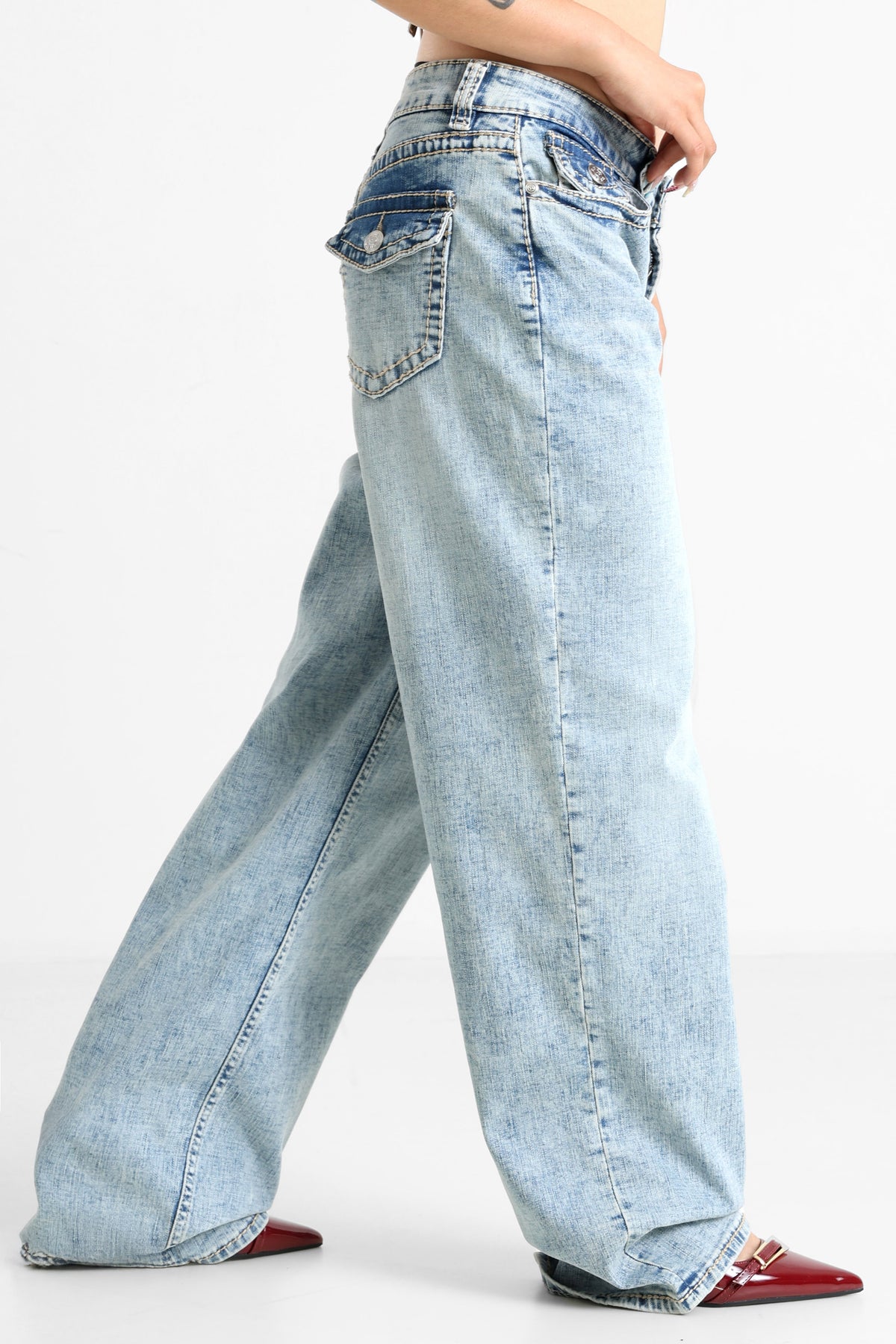 Jeans a taglio dritto - Bleu clair usé