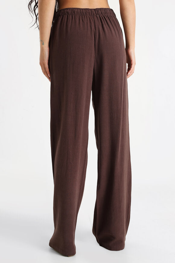 Wide Leg Leinenhose - Dunkelbraun