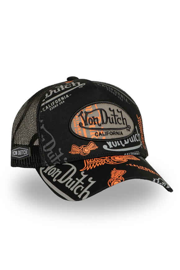 Casquette trucker / snapback - Black + Grey + Orange