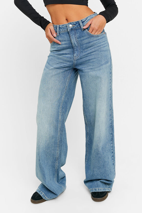 High Waist Wide Leg Jeans - Blue Medium