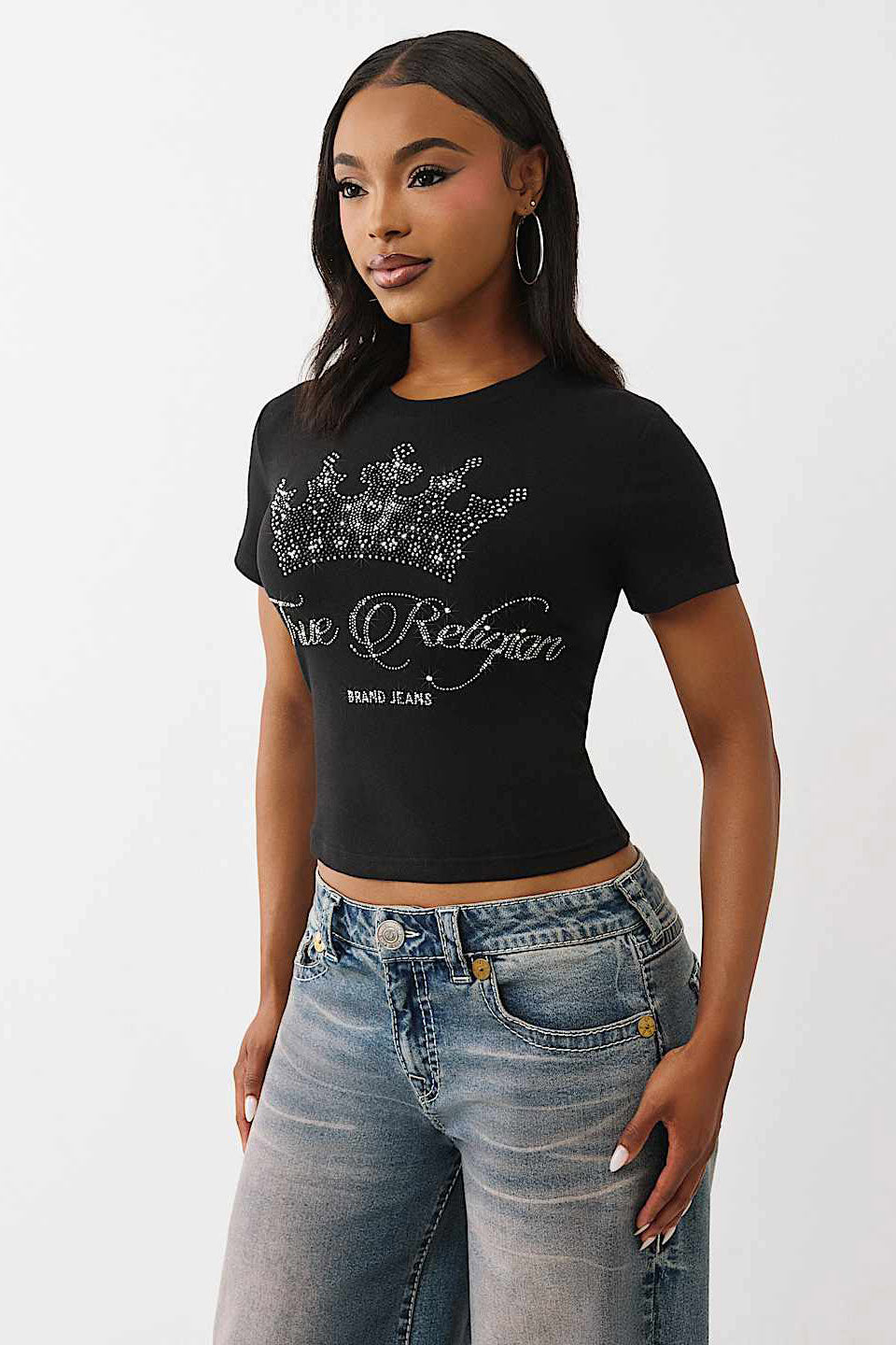 Crystal Crop T-Shirt - Black