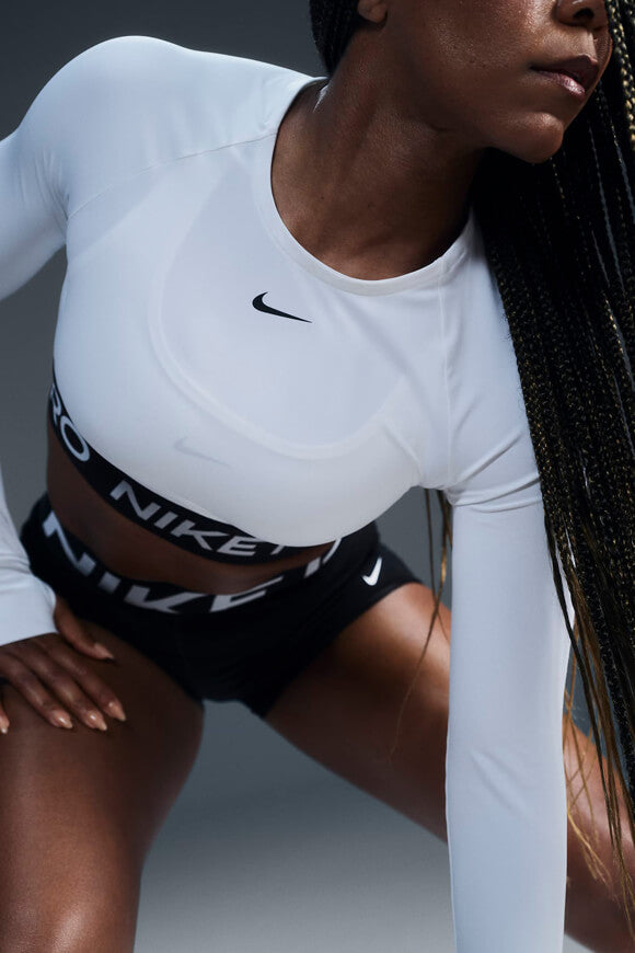 Crop Langarmshirt - White + Black