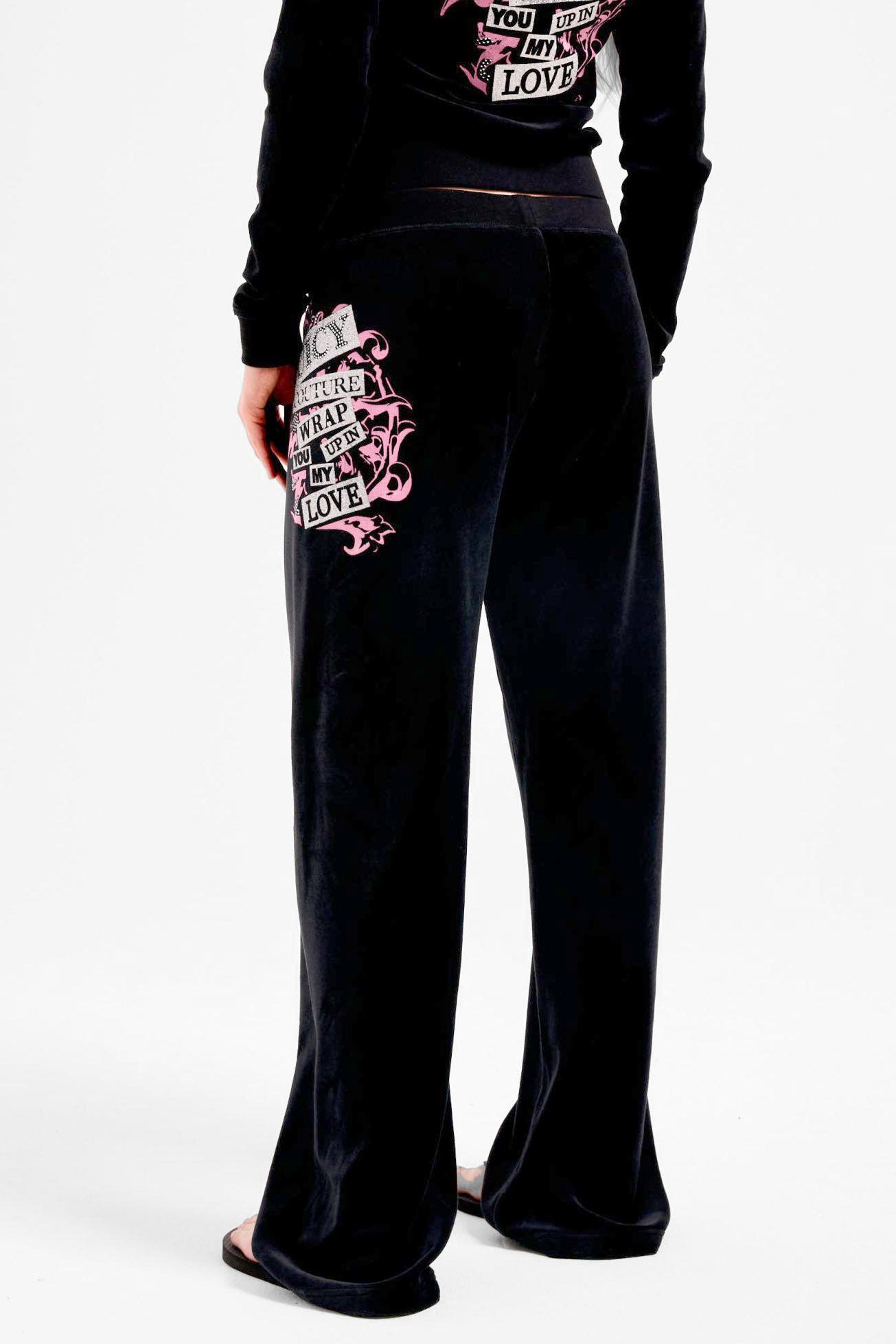 Samt Flare-Hose - Black