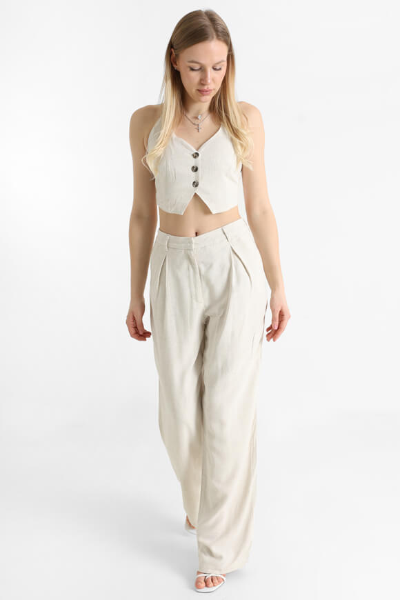 Linen halterneck crop top - Nature