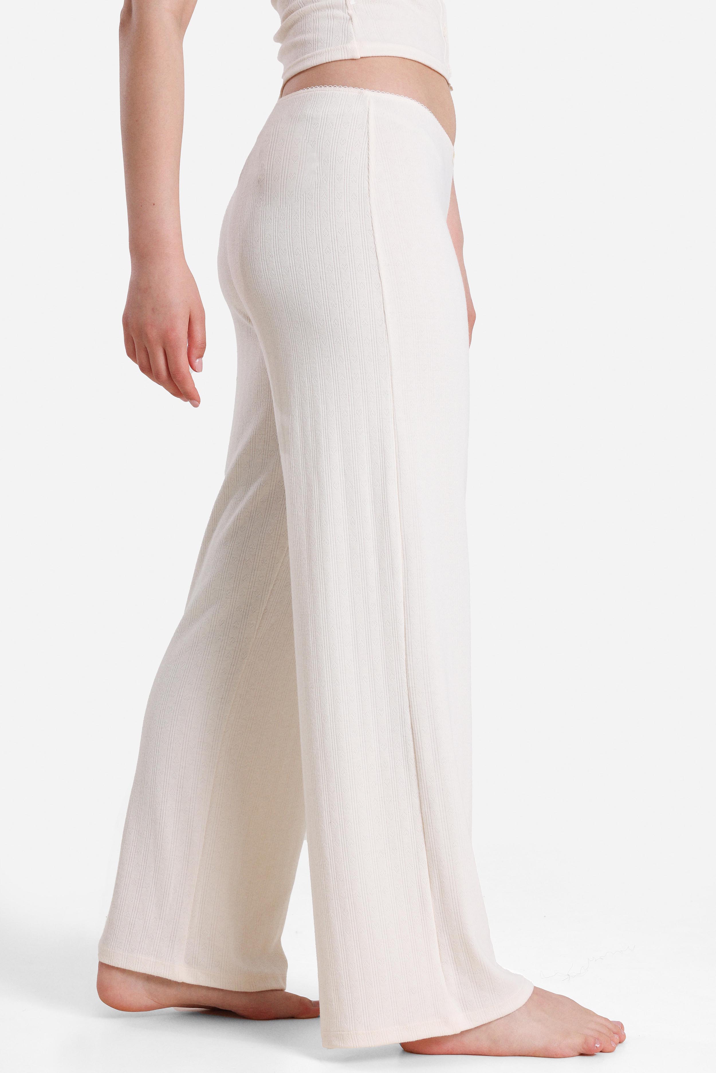 Strukturierte Stoffhose - Hellbeige
