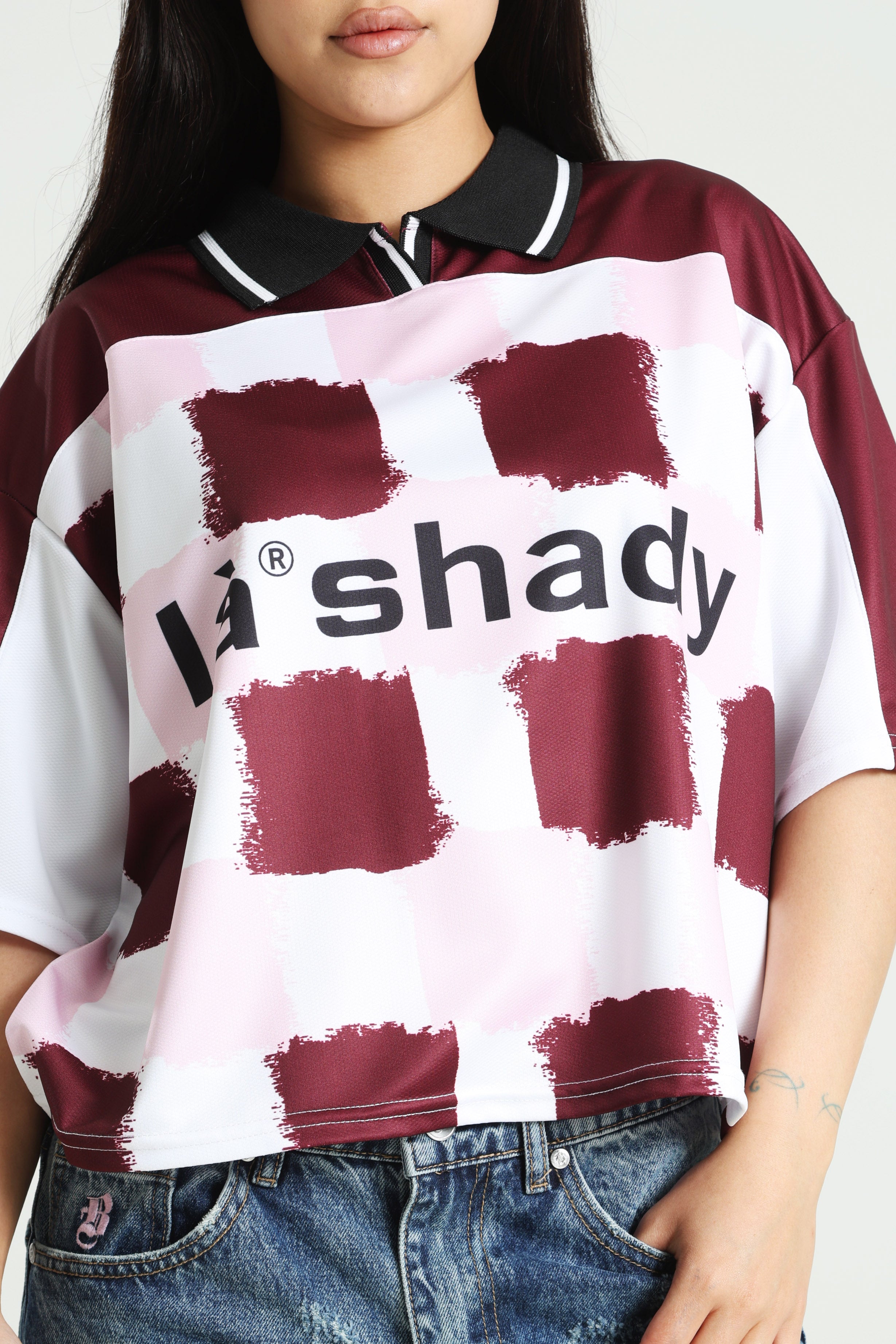 T-shirt ampia - Bordeaux + Bianco