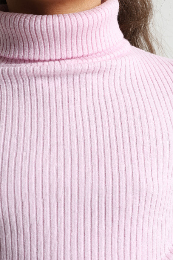 Pull en maille côtelée Crop - Rose
