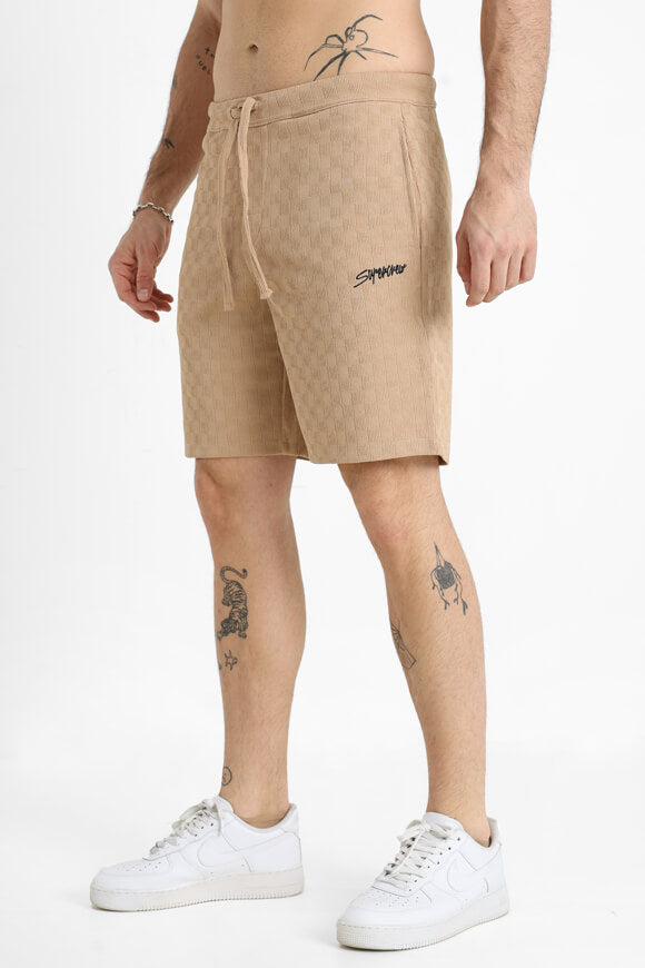 Strukturierte Stoffshorts - Beige