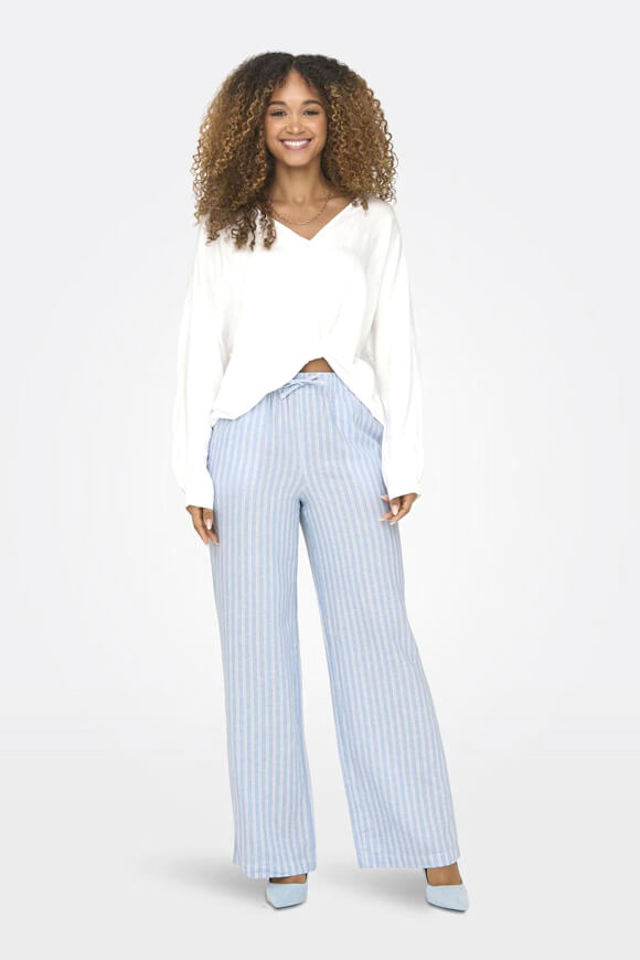 Caro pantalon en lin - Blissful Blue + Cloud Dancer