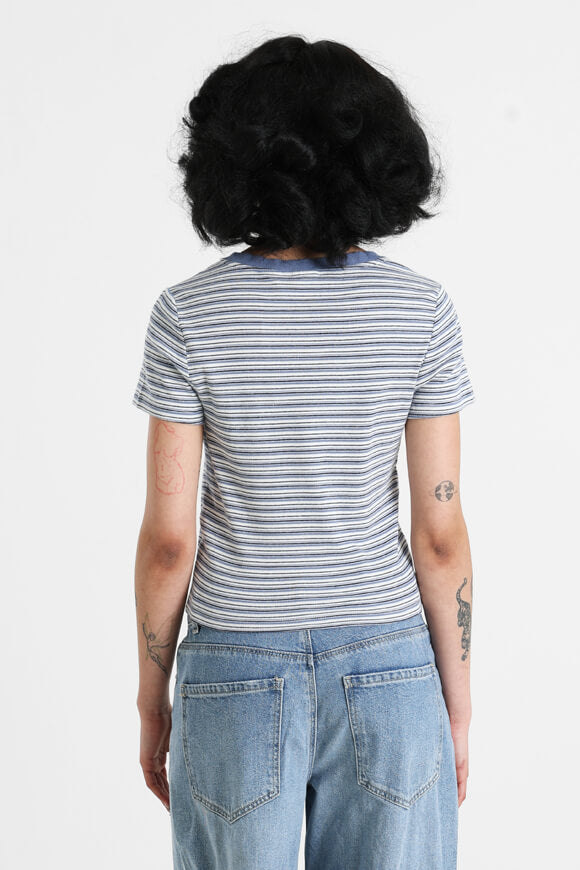 T-shirt a coste - Blu + Bianco