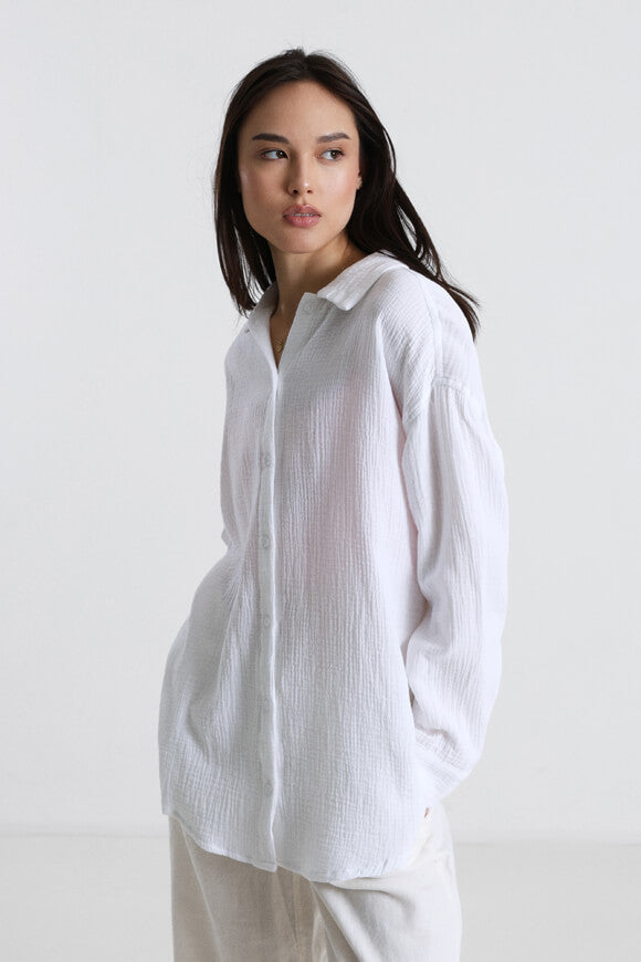 Chemise oversize en mousseline - Blanc