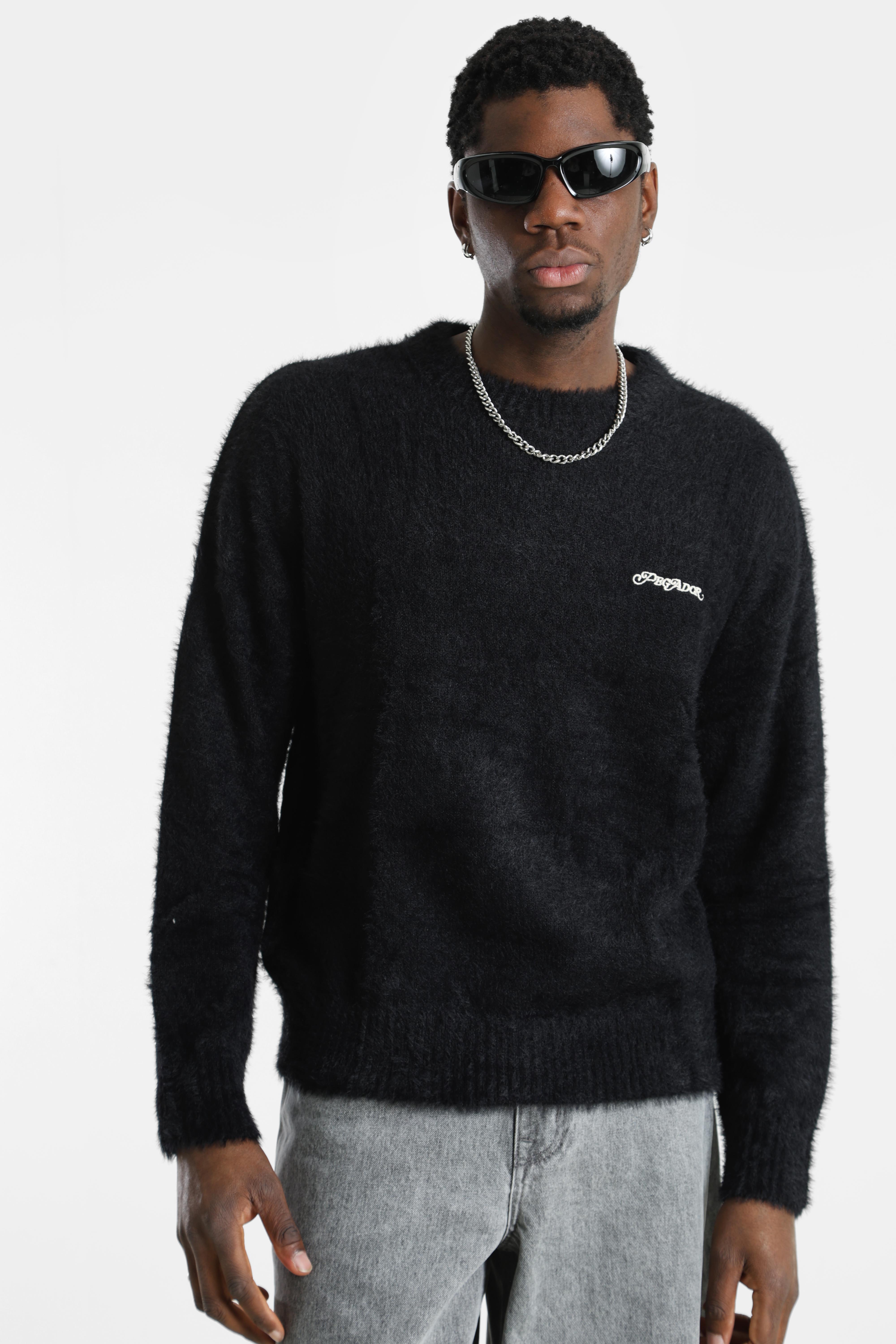 Vernen Hairy Strickpullover - Black