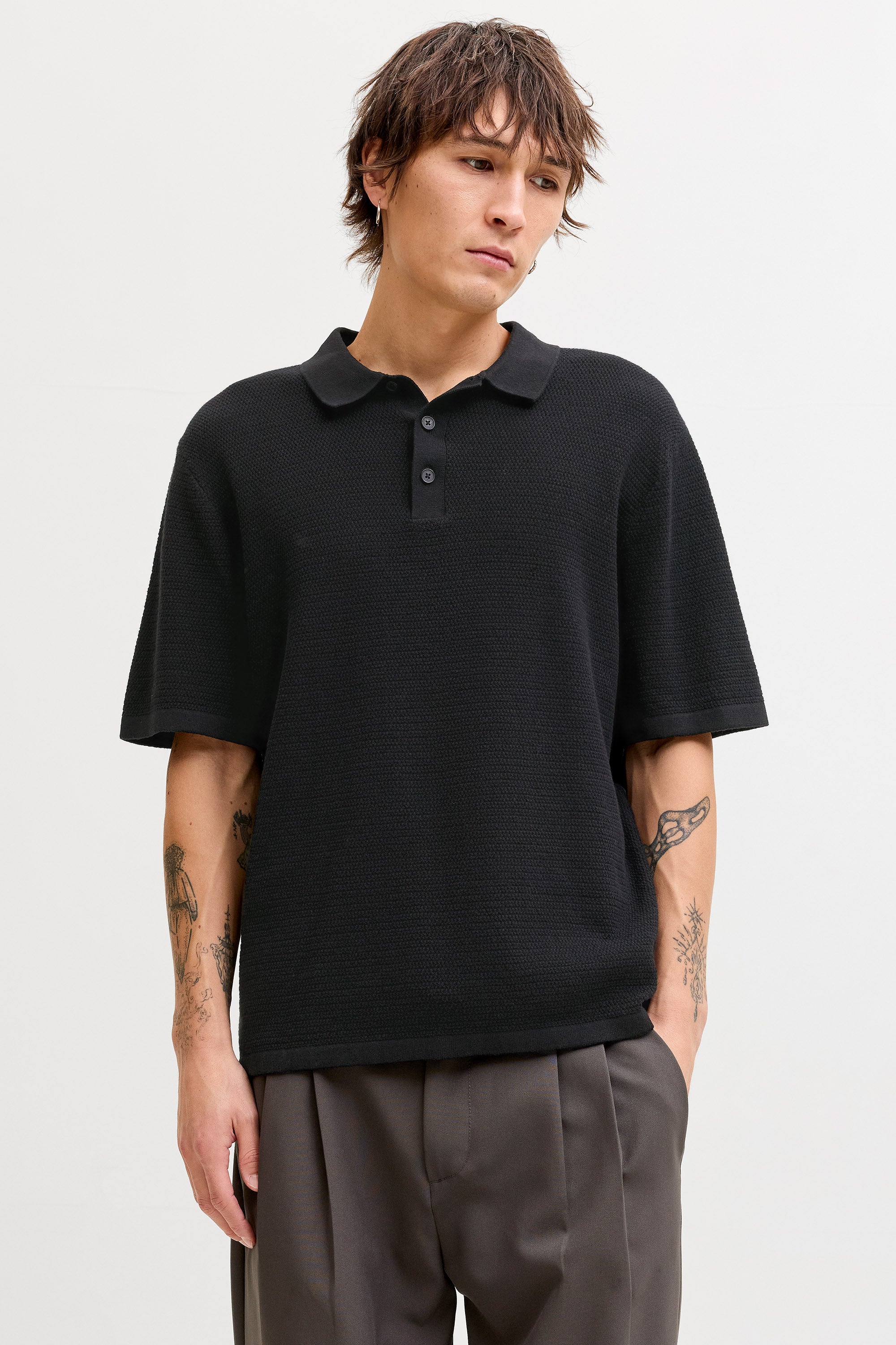 JJEGEORGE polo en tricot - Black