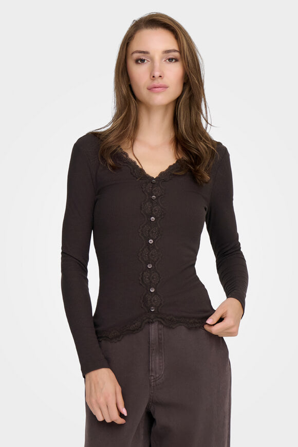 ONLENEA shirt côtelé manches longues - Black Coffee