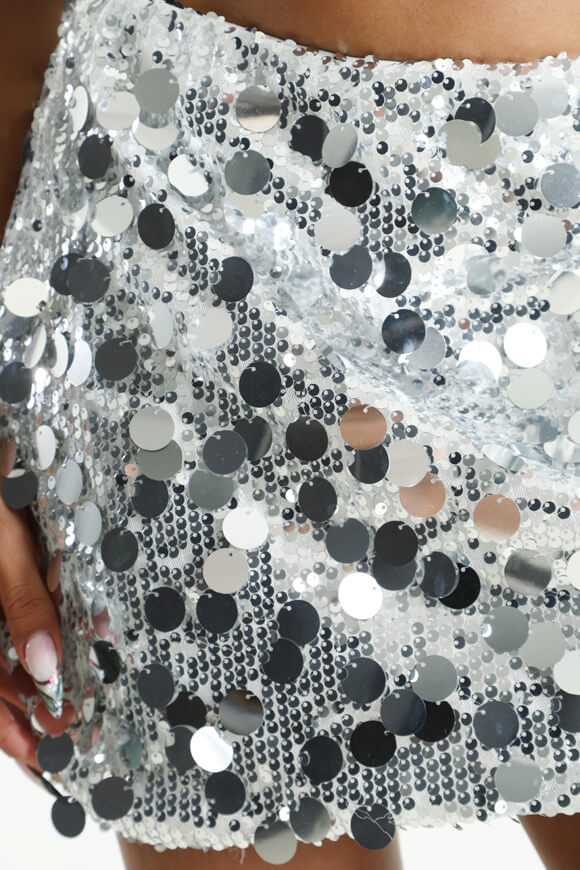 Minigonna di paillettes - Argento