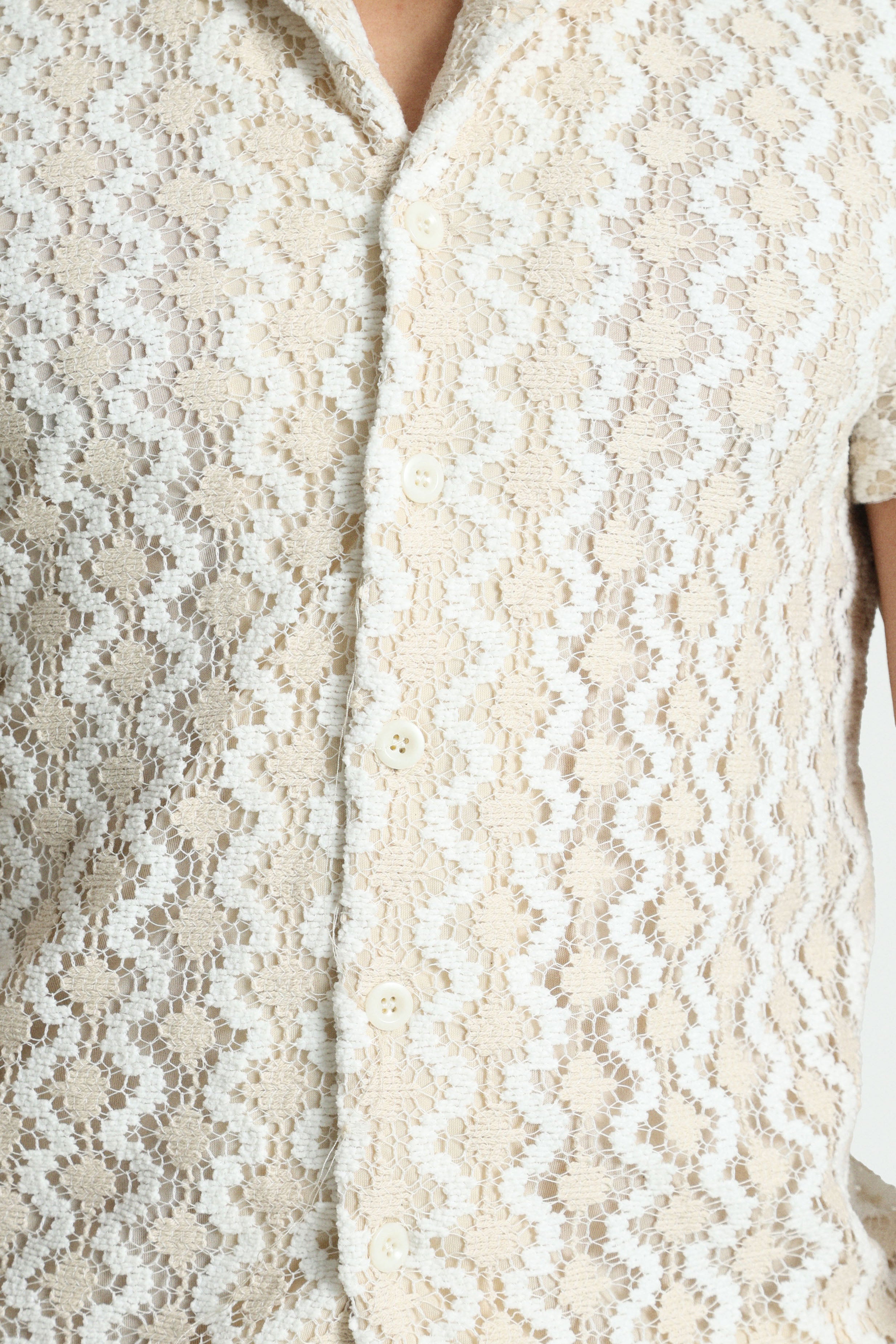 Shirt in structured fabric - White + Offwhite