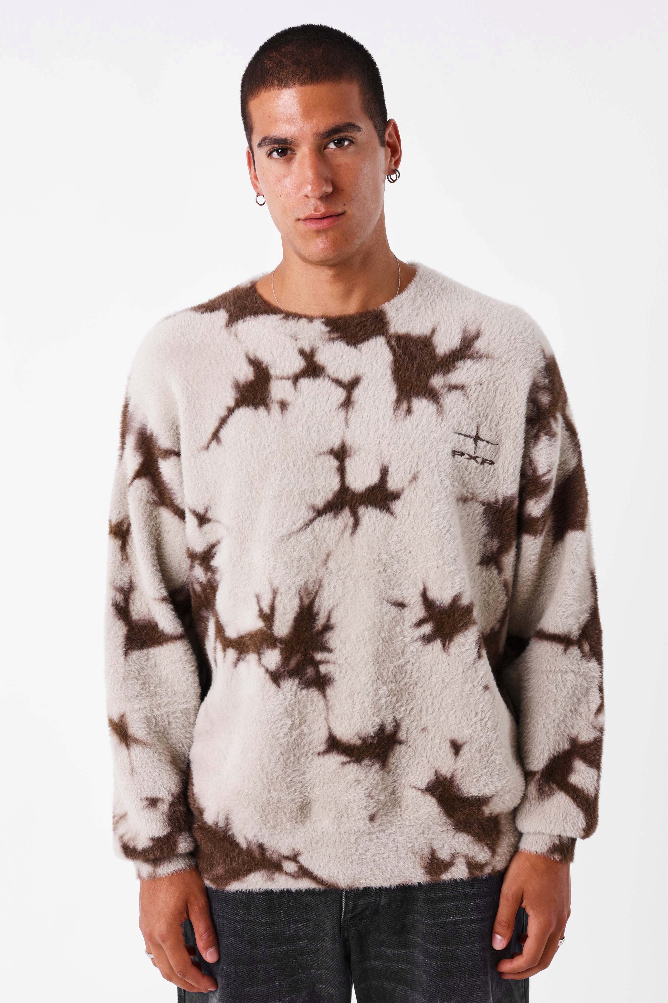 Pull en tricot poilu - Stone + Brown