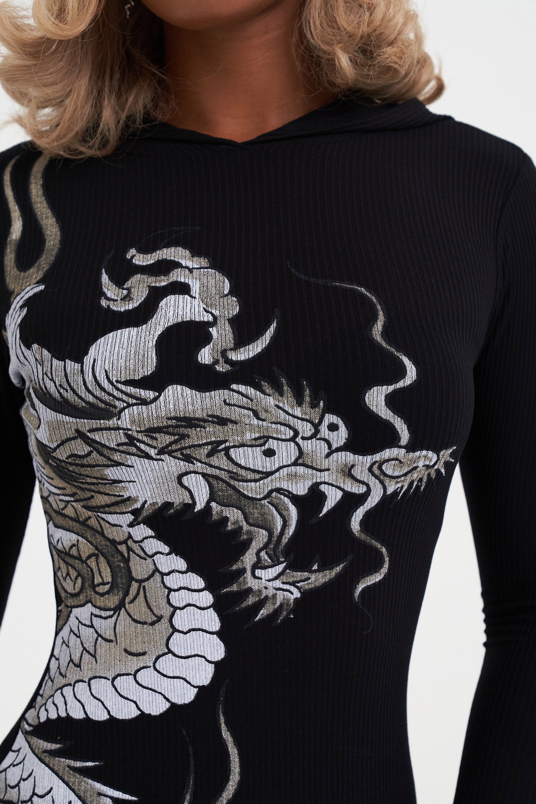 Mini abito con cappuccio - Nero