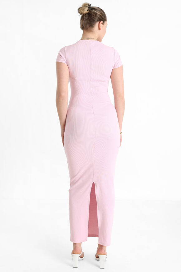 Geripptes Maxikleid - Rosa