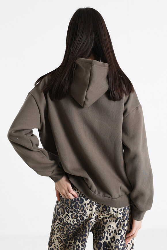 Oversize Kapuzensweatjacke - Khaki