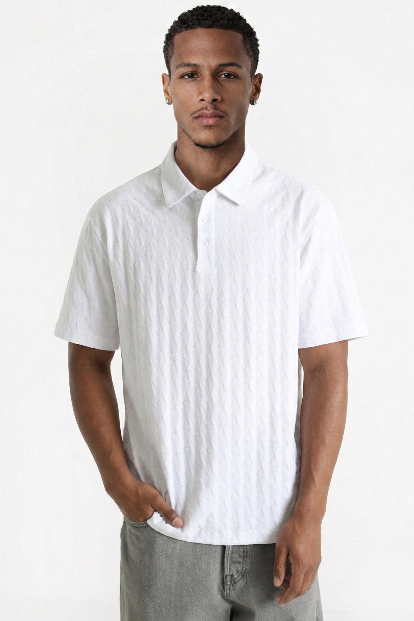 Strukturiertes Poloshirt - White