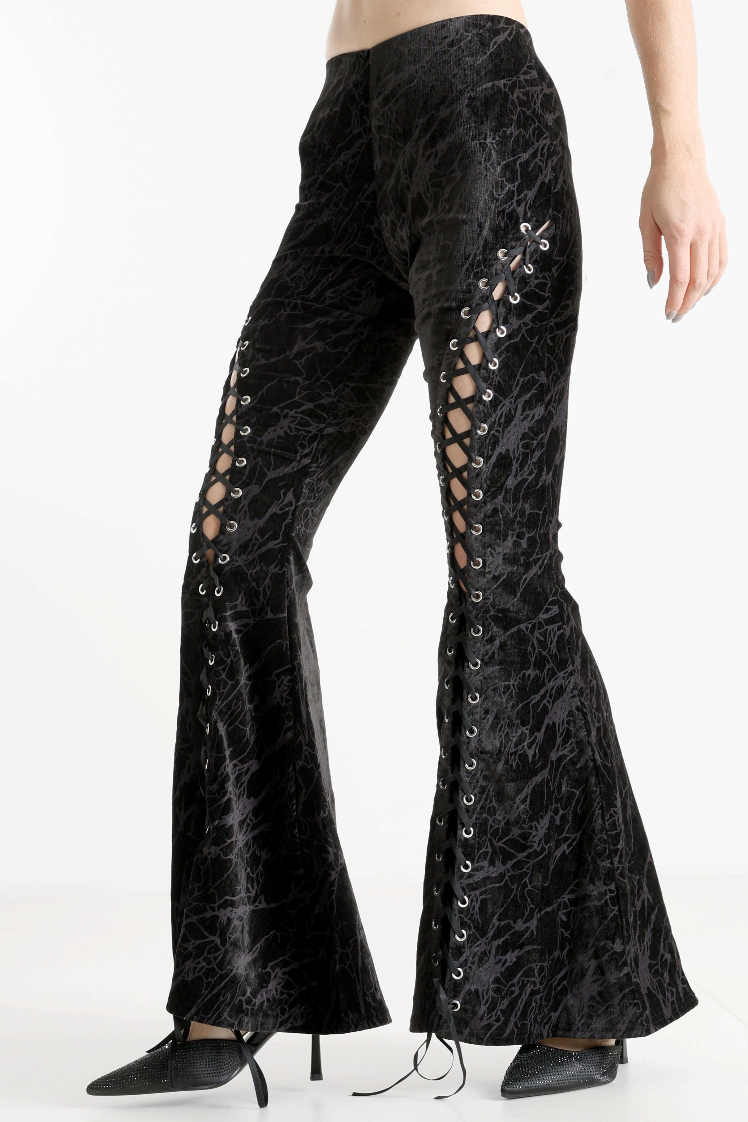 Samt Flare Leggings - Schwarz