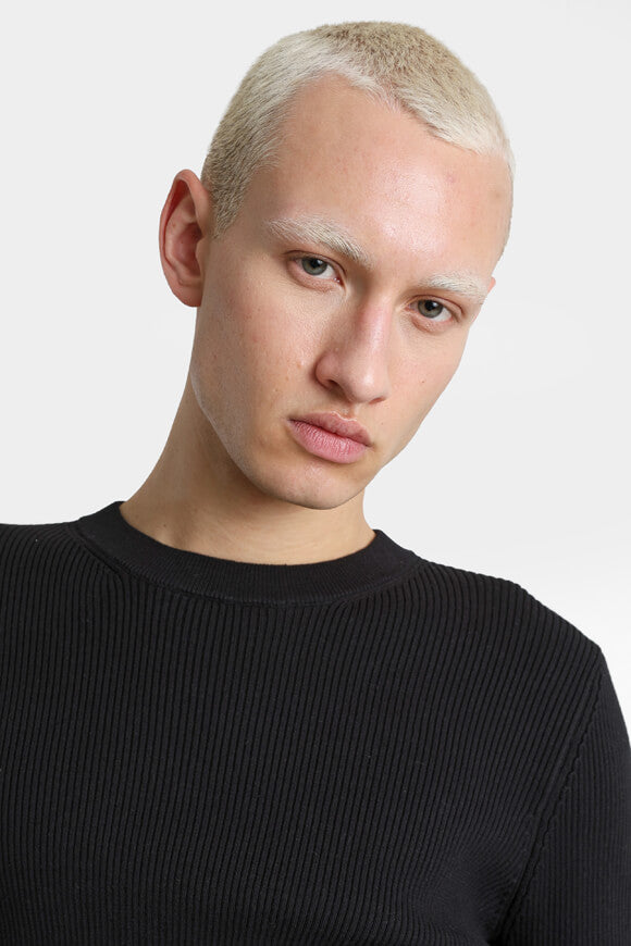 Gerippter Strickpullover - Black