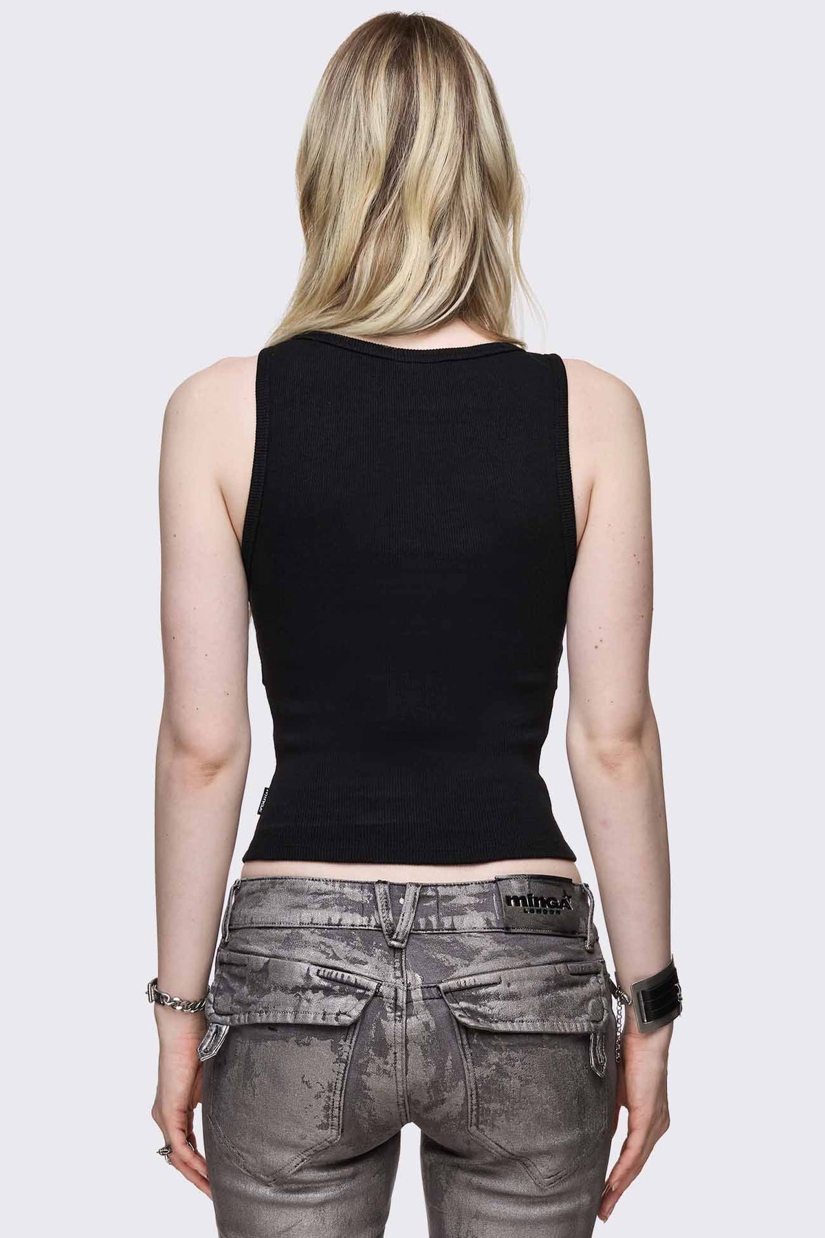 No Escape ribbed cropped tank top - Black