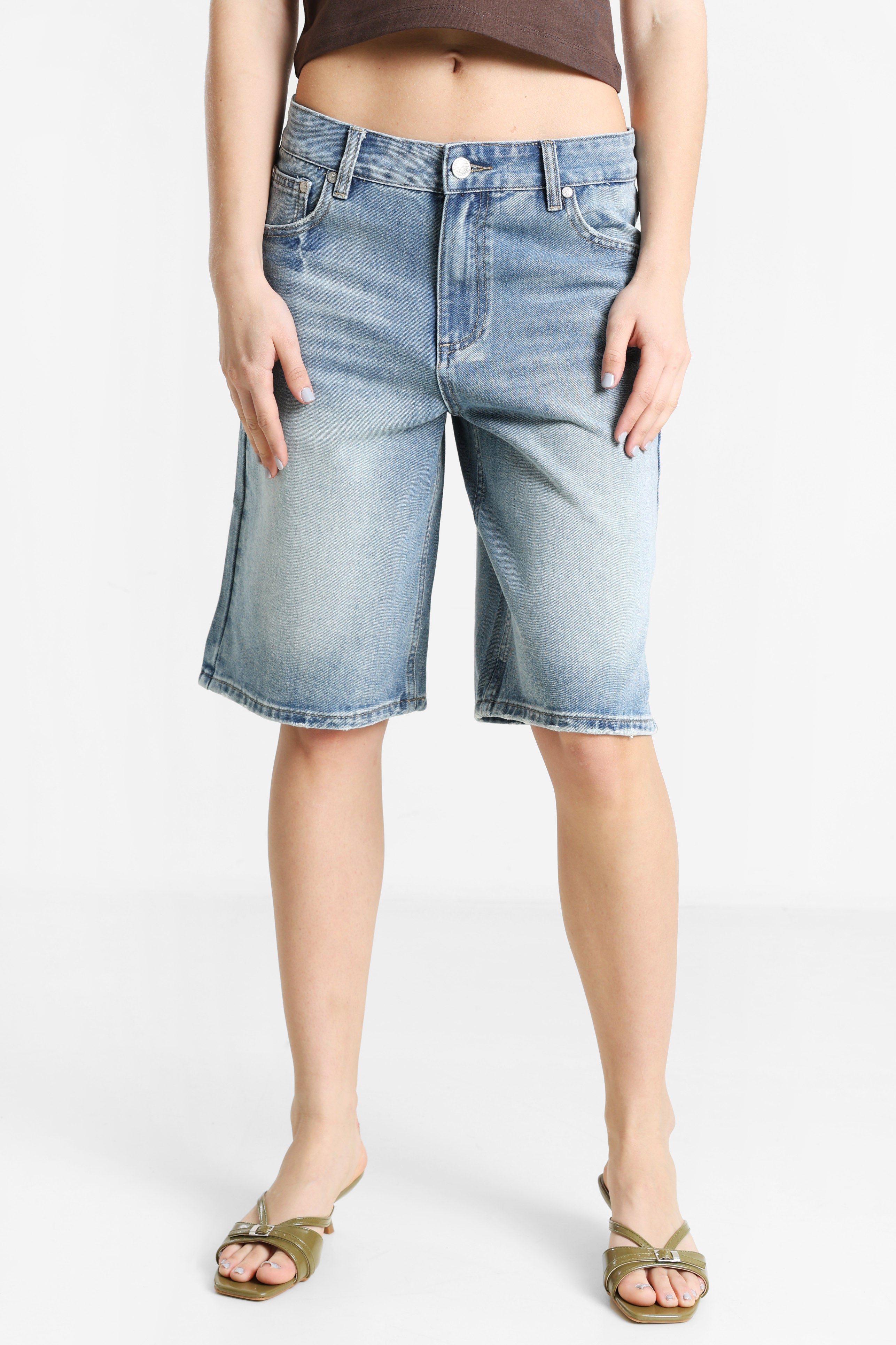 Jeans Bermudashorts - Blau Used