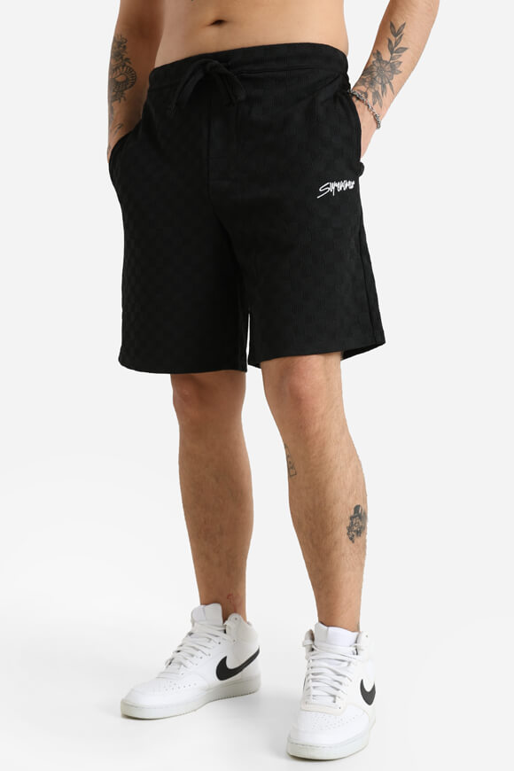 Strukturierte Stoffshorts - Schwarz