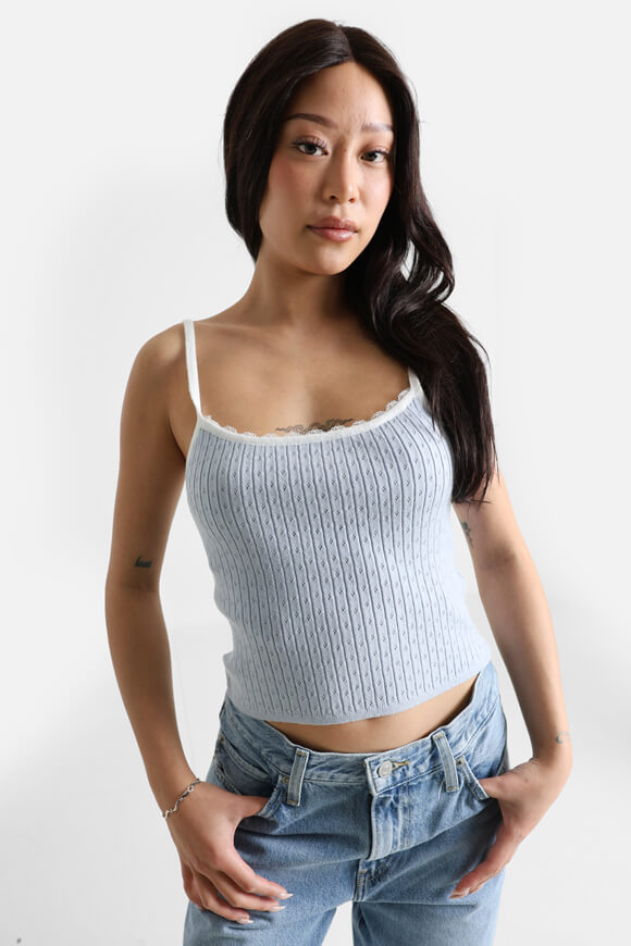 Strick Crop Trägertop - Hellblau