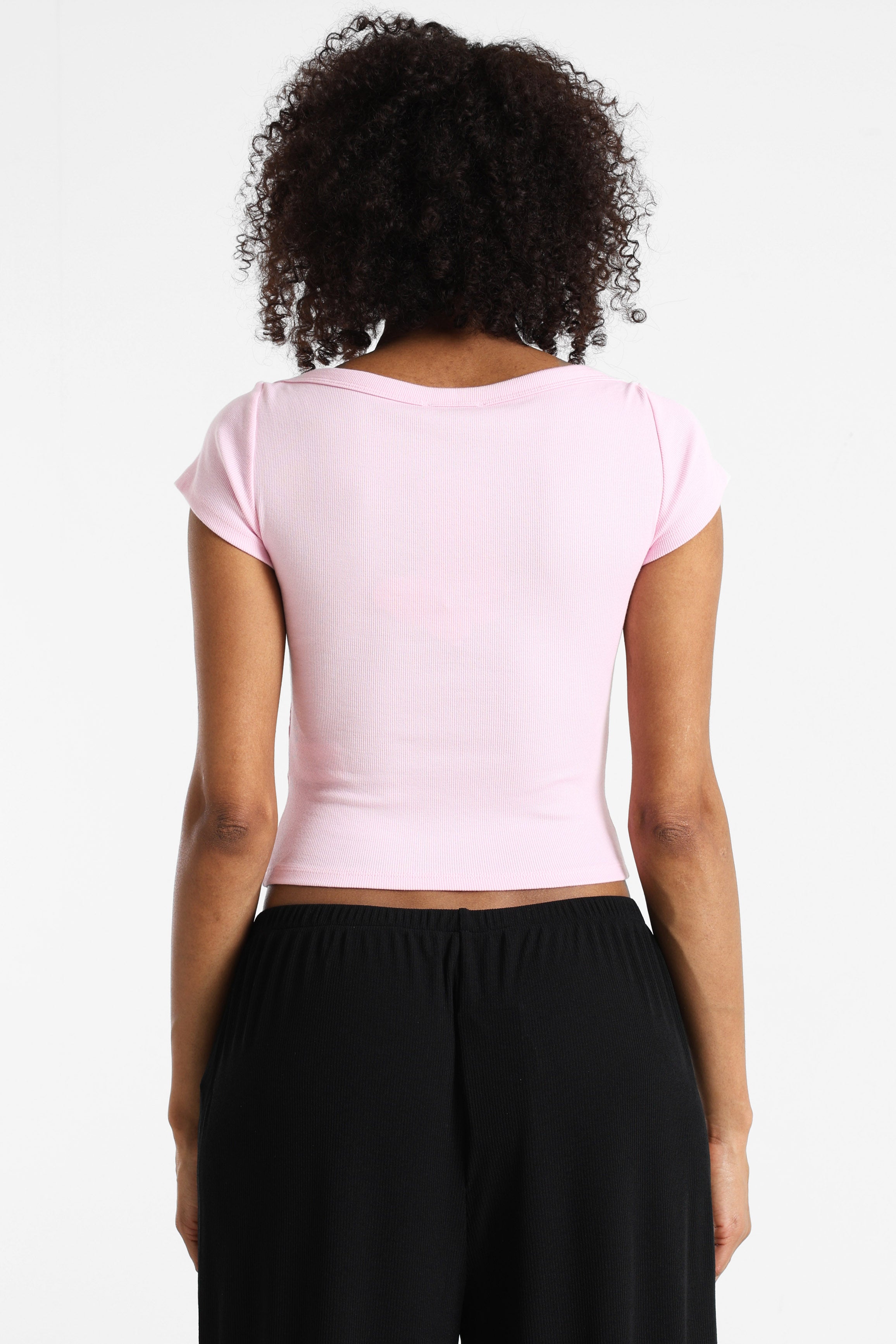 Ribbed cropped T-shirt - Light Pink