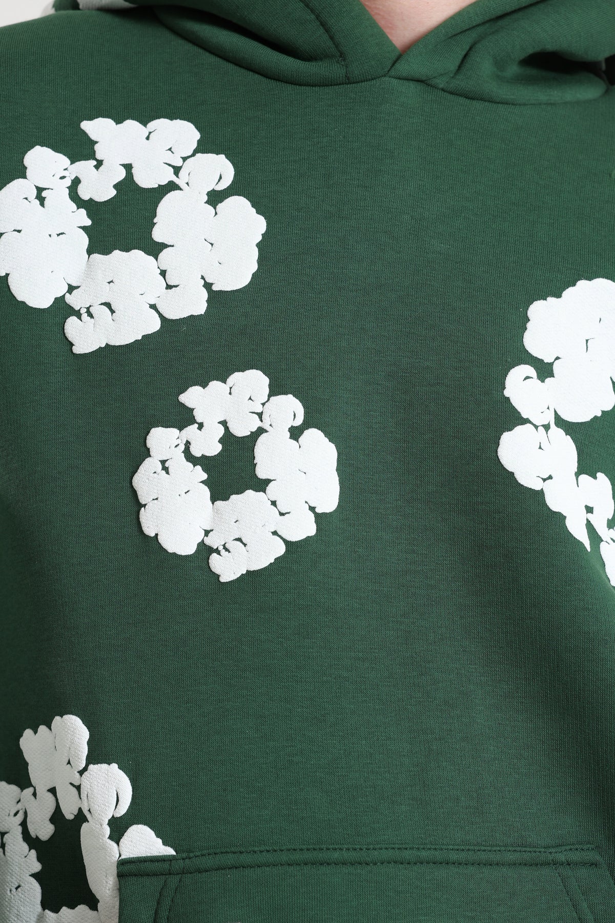 Kapuzensweatshirt - Forest Green + White