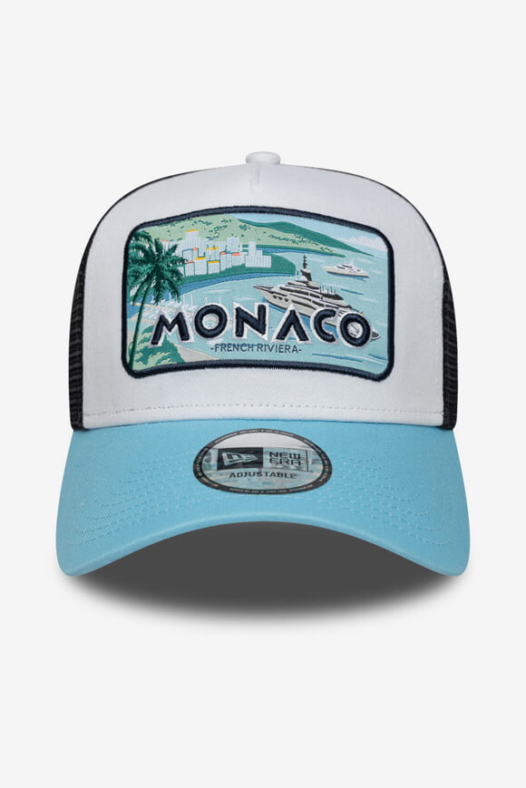 Monaco Trucker Cap / Snapback - White + Light Blue + Black