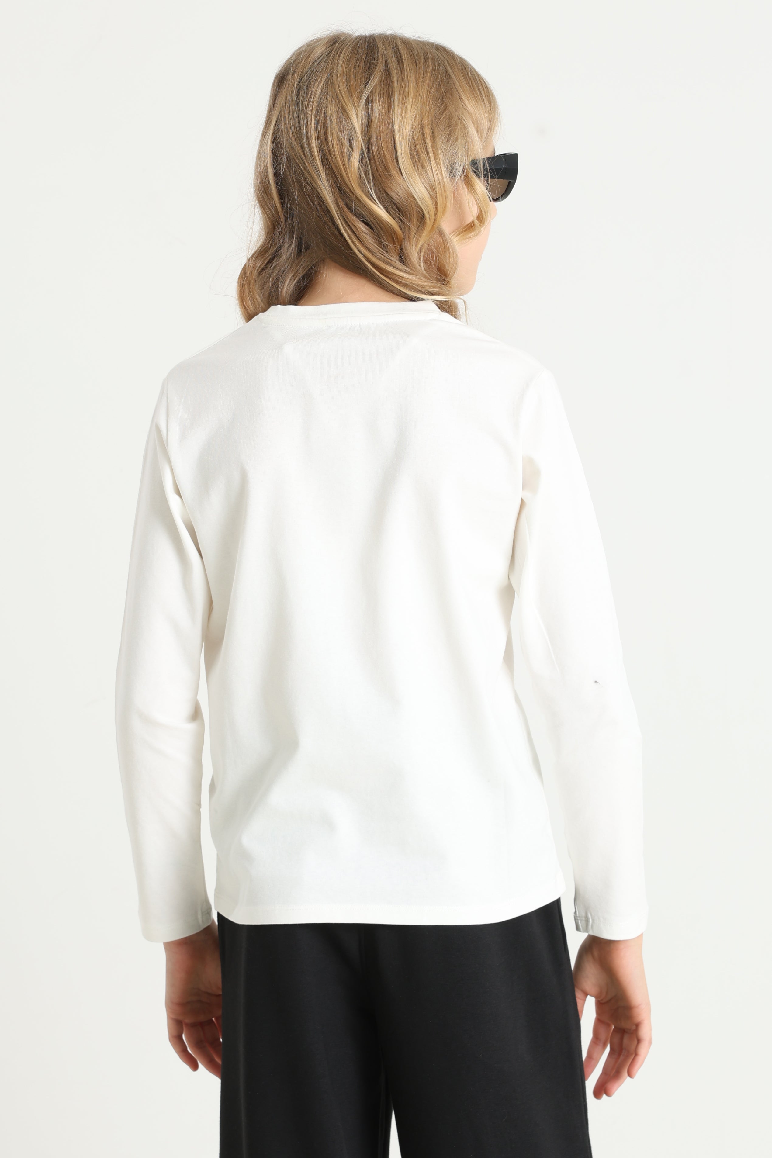 Chemise bleue à manches longues - blanc cassé