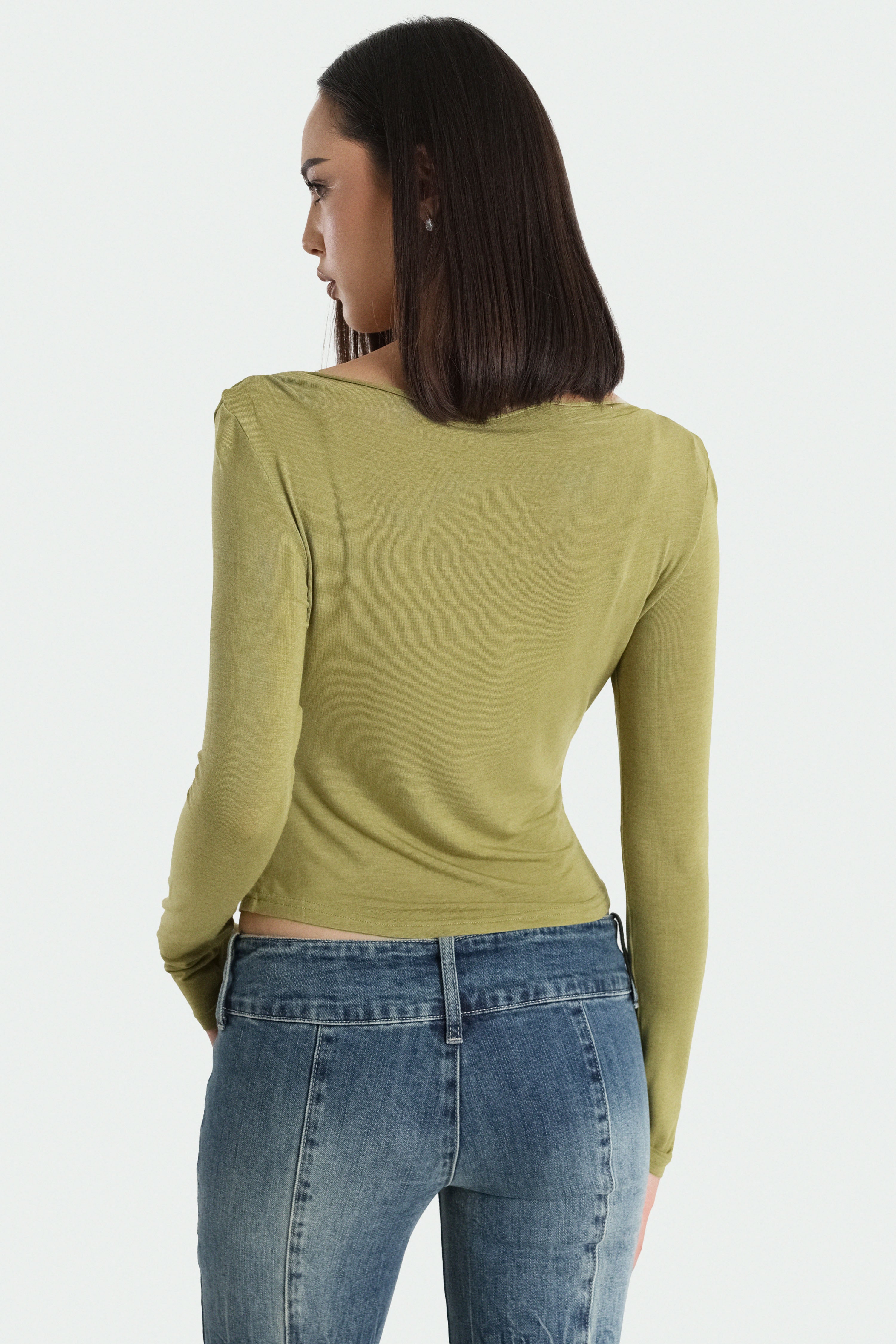 Shirt court manches longues - Vert matcha