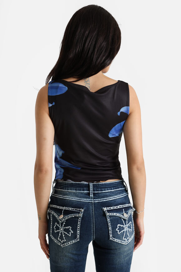 Mesh Crop Top - Noir + Bleu