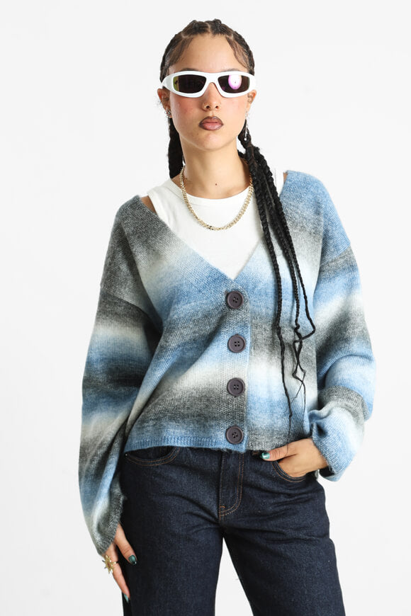 Cardigan ampio - Blu + Nero