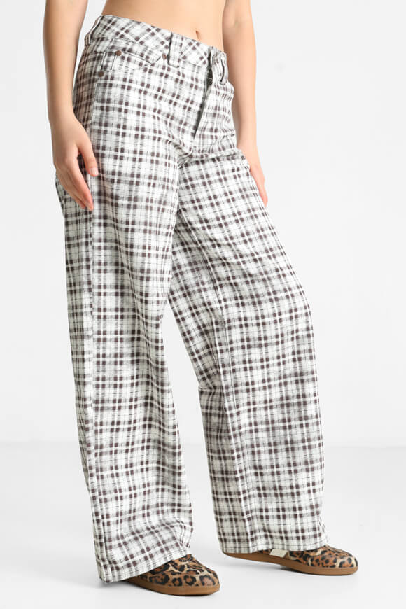 Pantaloni di stoffa - marrone + bianco sporco