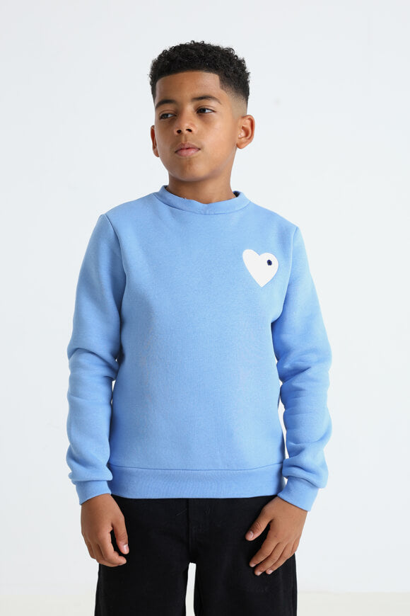 Heart sweatshirt - Light Blue + White