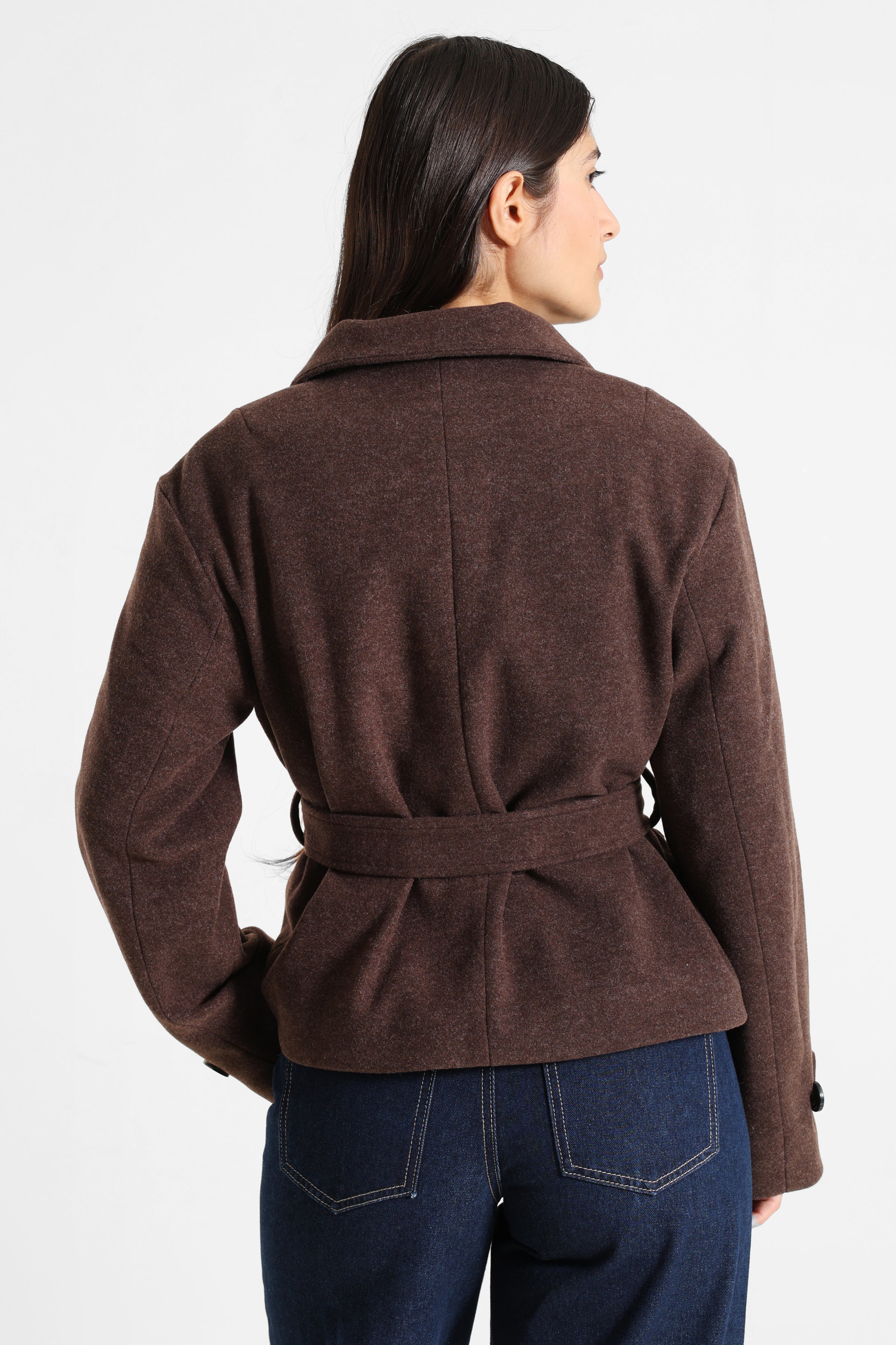 Manteau court - Brun foncé chiné