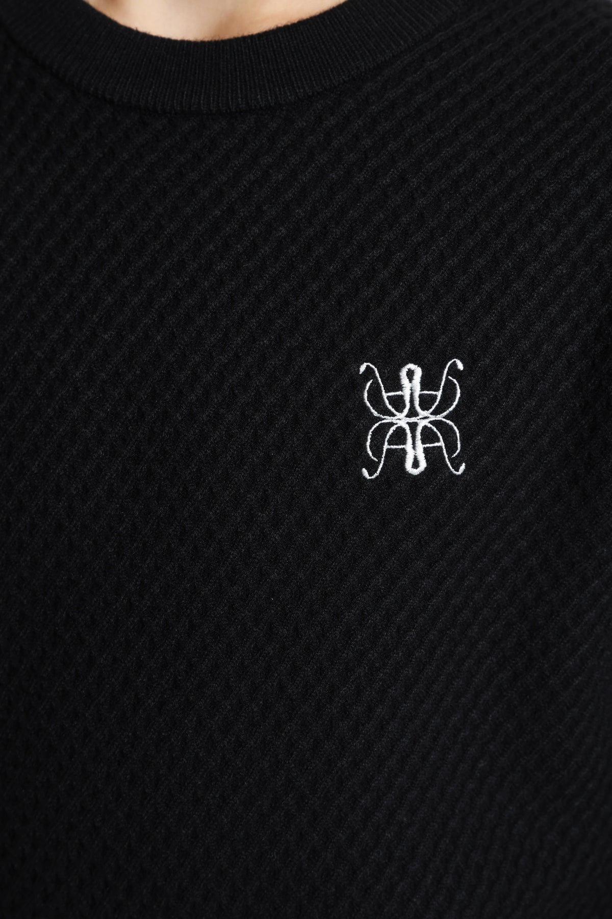 Maglione in maglia strutturata - Nero