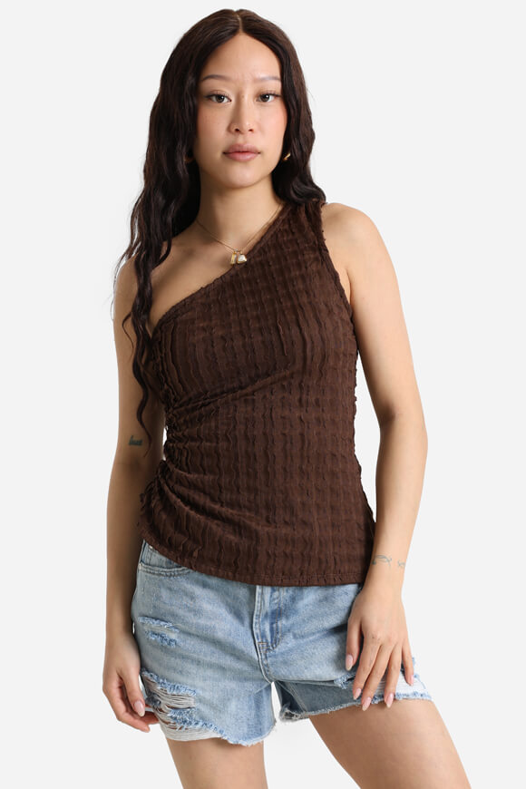 Structured one-shoulder top - brown