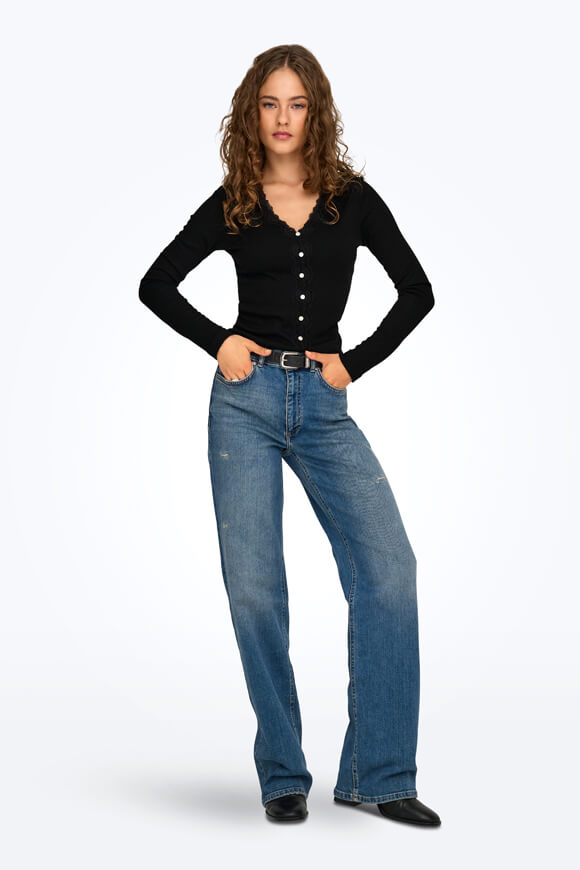 ONLENEA shirt côtelé manches longues - Black