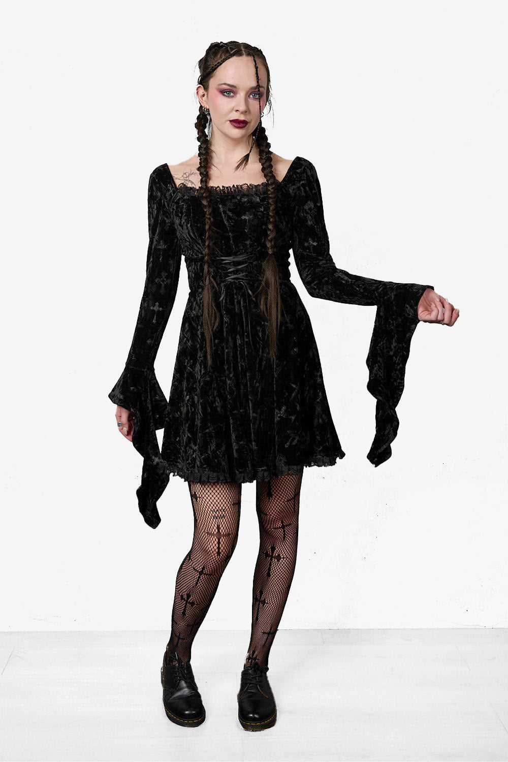 Mini velvet dress - Black