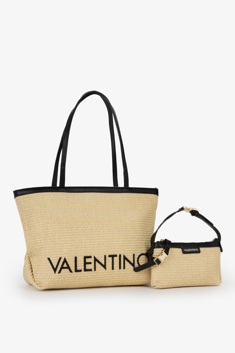 Maiam Stroh Shopper - Natural + Black