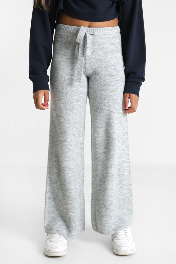 Wide leg knitted trousers - light gray mottled